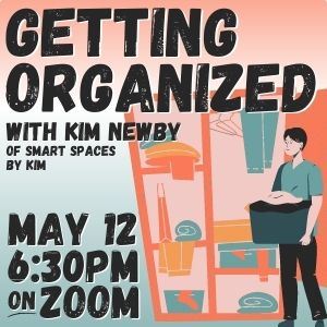 illustration of a person carrying a laundry basket in front of a home closet